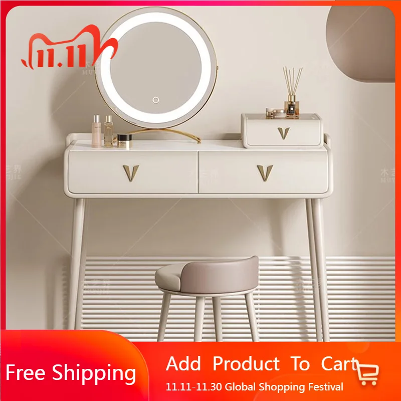 Small White Vanity Table Makeup Mirror Chair Desk Dressing Table Nail Luxury Modern Organizer Vestidores Lounge Suite Furniture
Small White Vanity Table Makeup Mirror Chair Desk Dressing Table Nail Luxury Modern Organizer Vestidores Lounge Suite Furniture