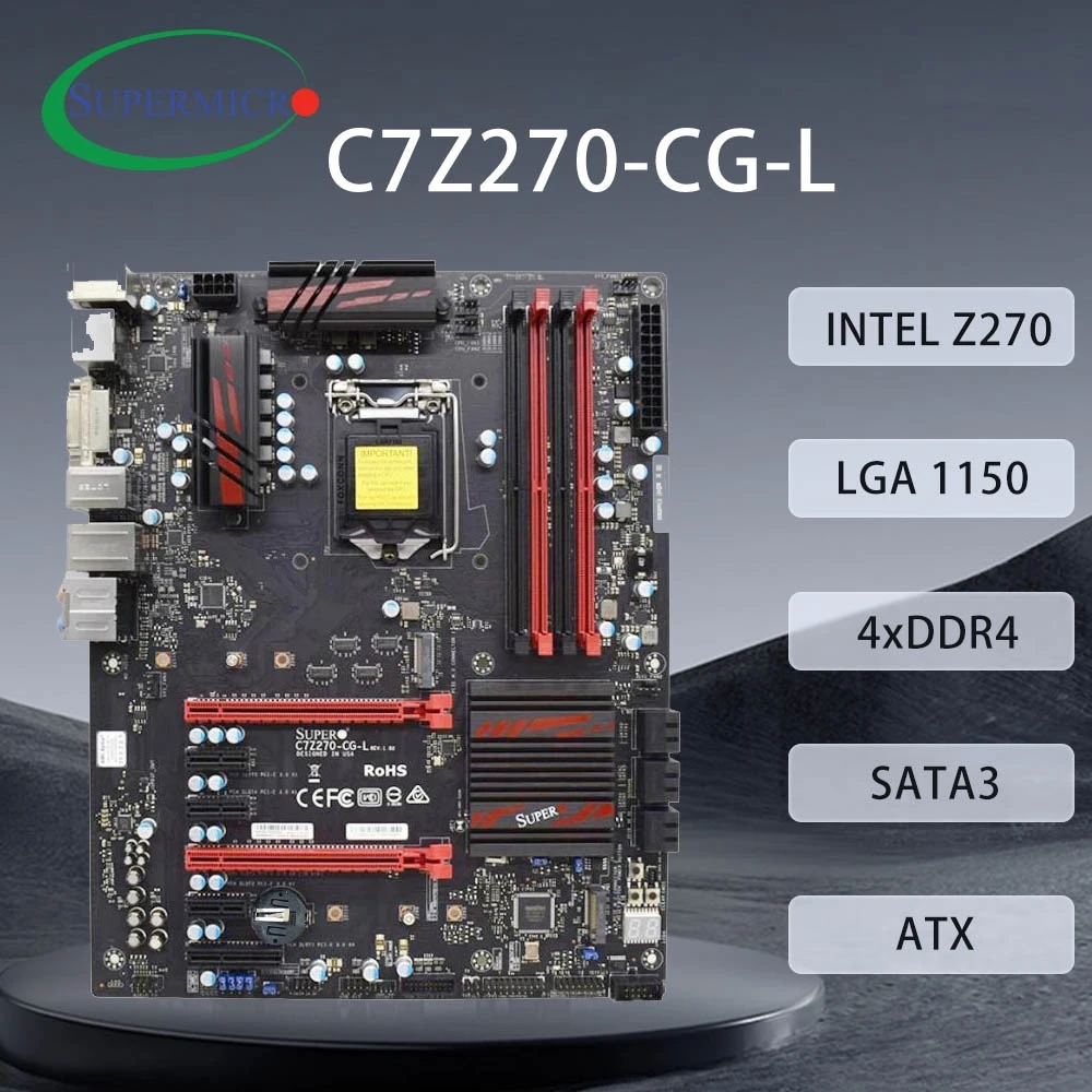 SUPERMICRO C7Z270-CG-L Motherboard LGA 1151 Support i7 7700K 6700K i5-7600K 6500 i3-7350K 6300 CPU DDR4 64GB HDMI ATX Intel Z270
SUPERMICRO C7Z270-CG-L Motherboard LGA 1151 Support i7 7700K 6700K i5-7600K 6500 i3-7350K 6300 CPU DDR4 64GB HDMI ATX Intel Z270