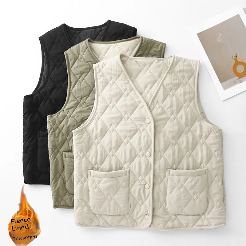 Casual Quilted Cotton Vest Outerwear Women's Autumn Winter Sleeveless Shoulder Pad Open Cardigan Top V-neck Layering Trendy
Casual Quilted Cotton Vest Outerwear Women's Autumn Winter Sleeveless Shoulder Pad Open Cardigan Top V-neck Layering Trendy