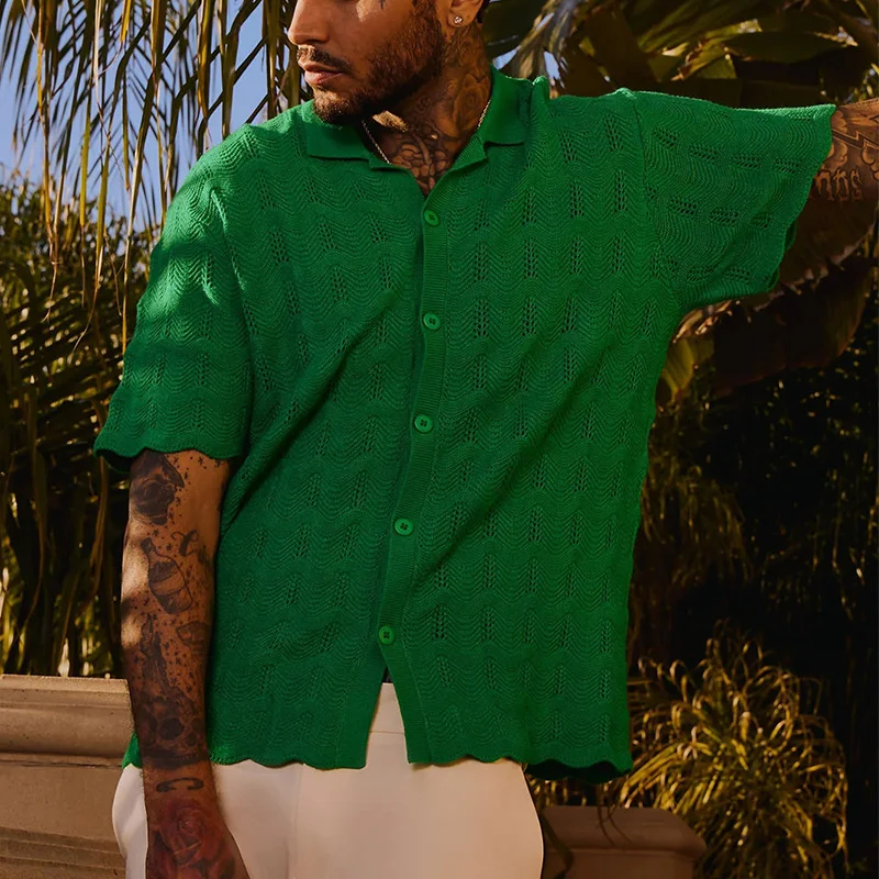 2023 Summer Leisure Short Sleeve Button Knitted Shirts Men Casual Solid Color Embroidery Tops Men's Clothes Fashion Loose Shirt
2023 Summer Leisure Short Sleeve Button Knitted Shirts Men Casual Solid Color Embroidery Tops Men's Clothes Fashion Loose Shirt