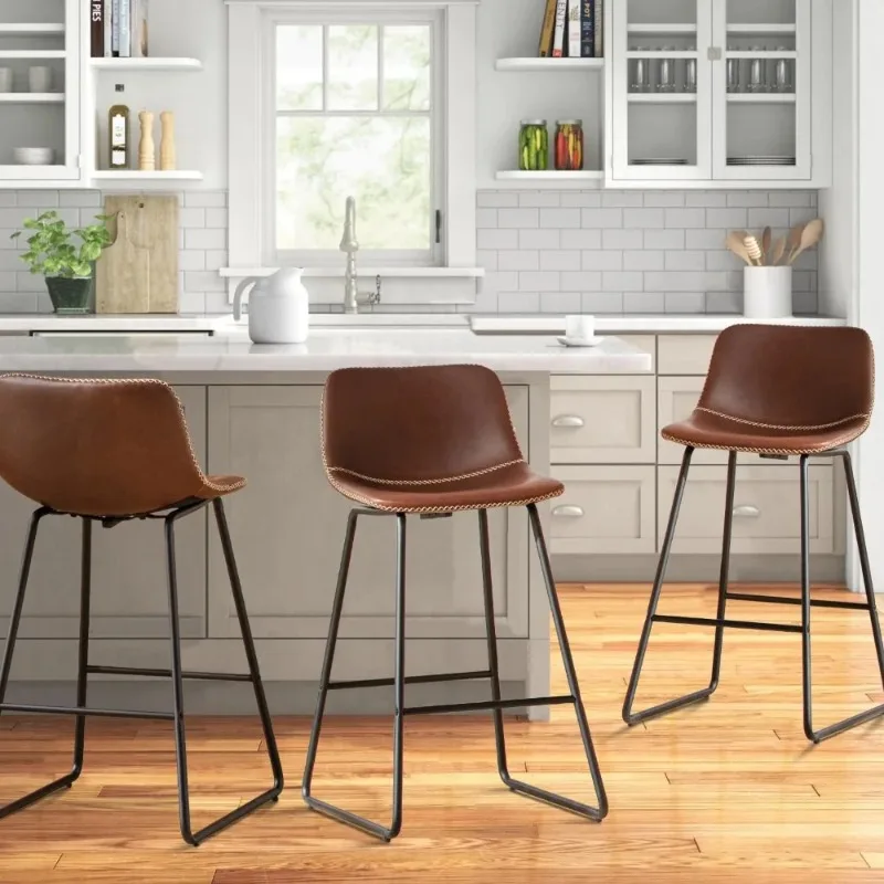 3-Piece Bar Stool Set, 26-Inch Faux Leather Bar Stools, Bar Stools with Metal Legs
3-Piece Bar Stool Set, 26-Inch Faux Leather Bar Stools, Bar Stools with Metal Legs