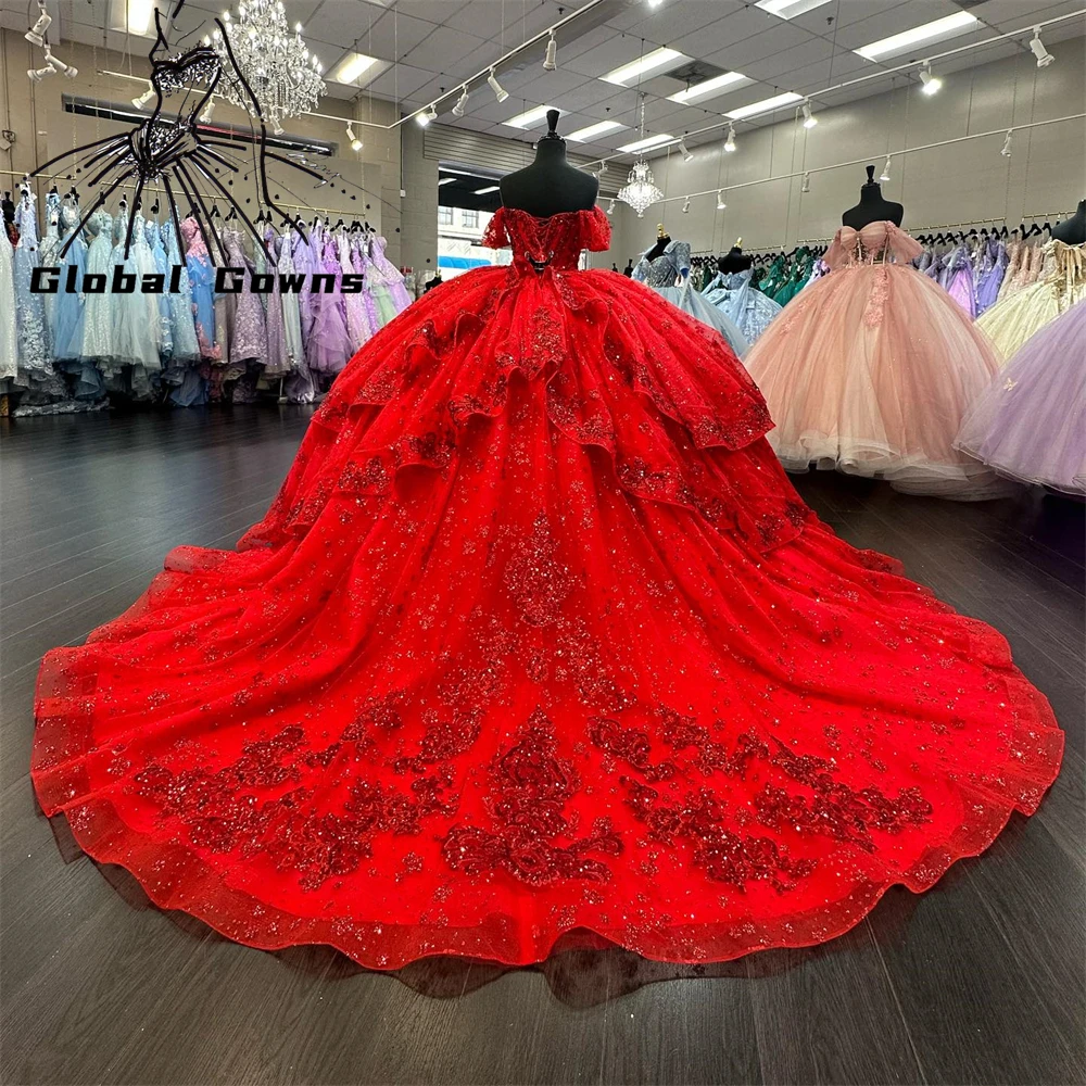 Mexico Red Sweetheart Ball Gown Quinceanera Dresses For Girls Beaded Appliques Celebrity Party Gowns Tiered Graduation Vestido
Mexico Red Sweetheart Ball Gown Quinceanera Dresses For Girls Beaded Appliques Celebrity Party Gowns Tiered Graduation Vestido