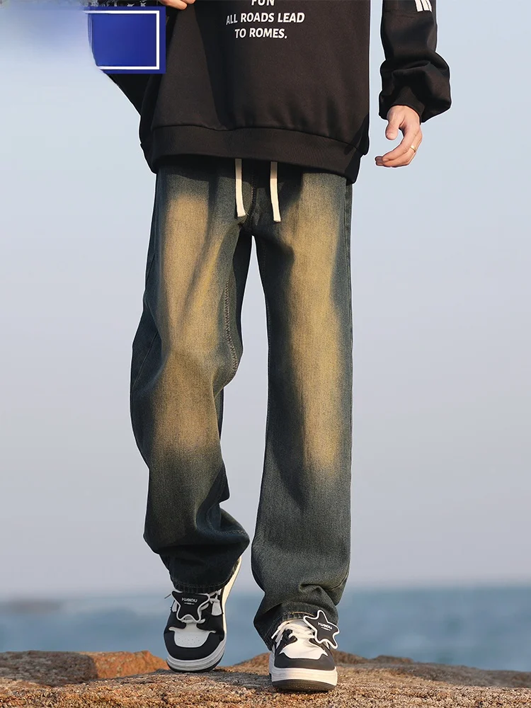 Wassup Happy Men's Vintage Waed Jeans Loose Straight Leg Long Trousers Cotton Polyester Blend Youth Faion Spring Autumn
Wassup Happy Men's Vintage Waed Jeans Loose Straight Leg Long Trousers Cotton Polyester Blend Youth Faion Spring Autumn