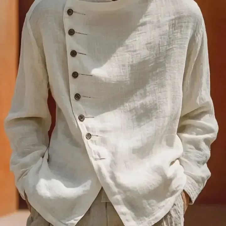 2026 Spring Summer Men Retro Stand Collar Linen Shirt Asymmetric Long Sleeve Washed Ramie Cotton Blend Loose Breathable Casual D
2026 Spring Summer Men Retro Stand Collar Linen Shirt Asymmetric Long Sleeve Washed Ramie Cotton Blend Loose Breathable Casual D