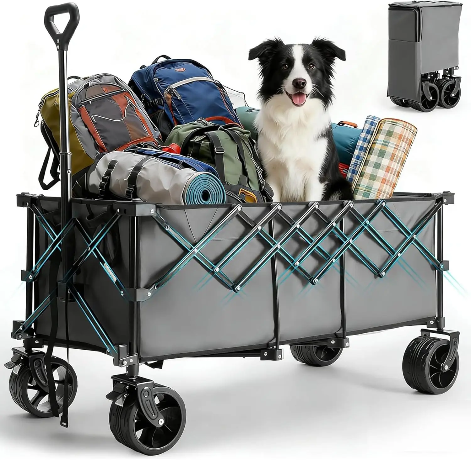 Extra Long 49" Heavy Duty Wagon Cart, 440lbs Capacity, Foldable Utility Wagon with All-Terrain Wheels for Camping, Shopping, Beach, Garden, Grey
Extra Long 49" Heavy Duty Wagon Cart, 440lbs Capacity, Foldable Utility Wagon with All-Terrain Wheels for Camping, Shopping, Beach, Garden, Grey