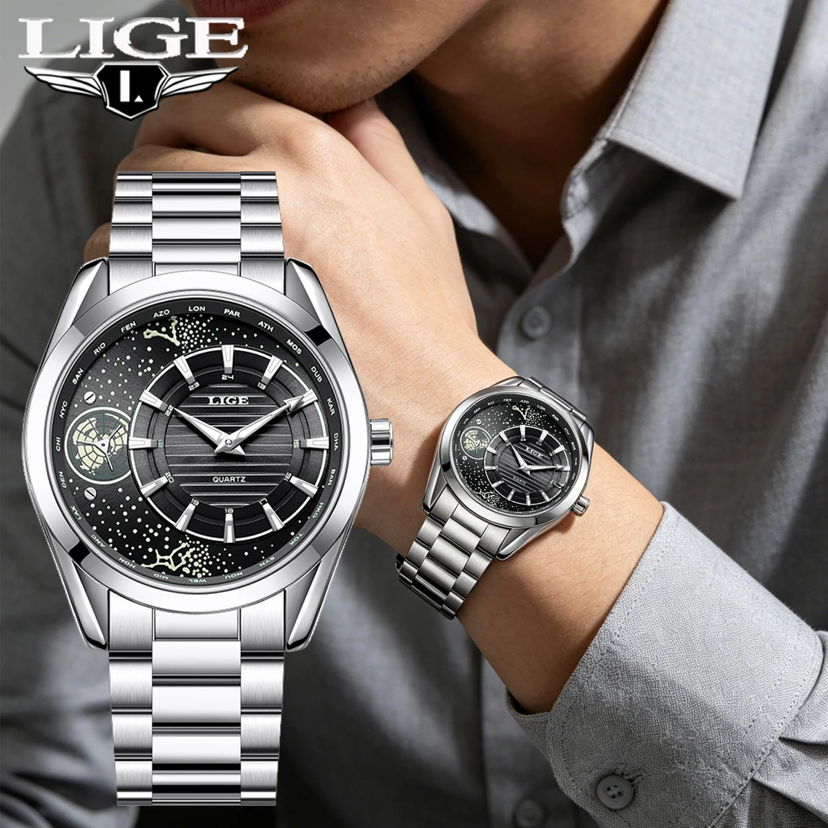 LIGE Top Business Men's Watches Stainless Steel Waterproof Luminous Man Watch Date Week Quartz Casual Fashion Men Wristwatch
LIGE Top Business Men's Watches Stainless Steel Waterproof Luminous Man Watch Date Week Quartz Casual Fashion Men Wristwatch