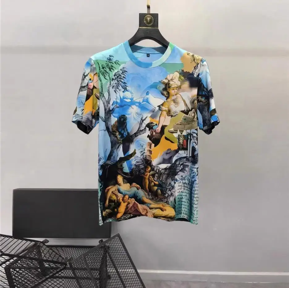 European and American men's 2023 summer new Round neck and short sleeves fashion Blue Angel Print T-shirt
European and American men's 2023 summer new Round neck and short sleeves fashion Blue Angel Print T-shirt