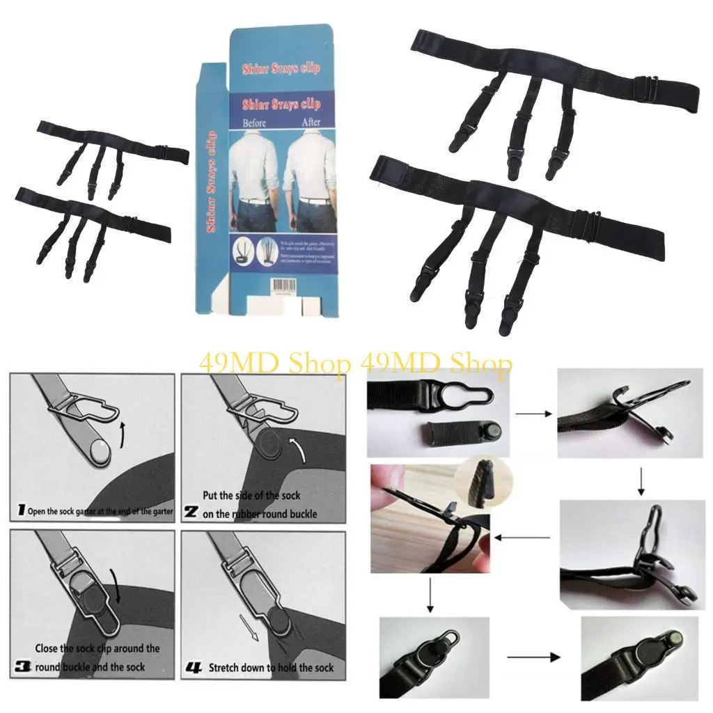 49MD Men Shirt Stays Adjustable Elastic Shirt Tuckers Garters Shirt Holders with Non-slip Locking Clamps for Business Black
49MD Men Shirt Stays Adjustable Elastic Shirt Tuckers Garters Shirt Holders with Non-slip Locking Clamps for Business Black