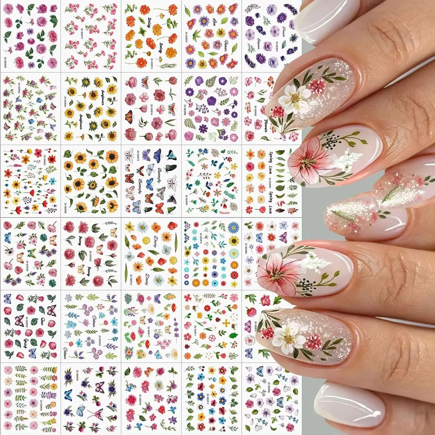 30Pcs 3D Spring Flower Butterfly Nail Sticker Kawaii Floral Petal Leaves Self Adhesive Decals DIY Sunflower Manicure Sliders
30Pcs 3D Spring Flower Butterfly Nail Sticker Kawaii Floral Petal Leaves Self Adhesive Decals DIY Sunflower Manicure Sliders