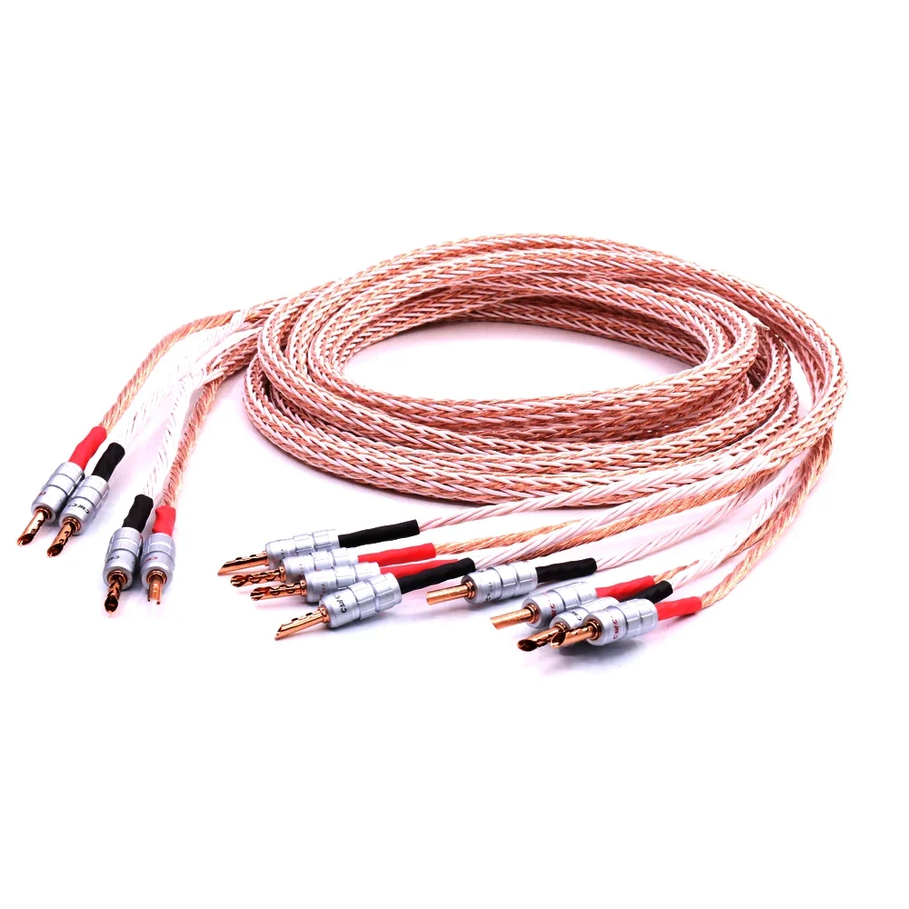 Pair 12TC Hifi Speaker Cable With 2 Banana Jack to 4 Banana 7N OCC Pure copper Speaker cable 15AWG loudspeaker cable
Pair 12TC Hifi Speaker Cable With 2 Banana Jack to 4 Banana 7N OCC Pure copper Speaker cable 15AWG loudspeaker cable