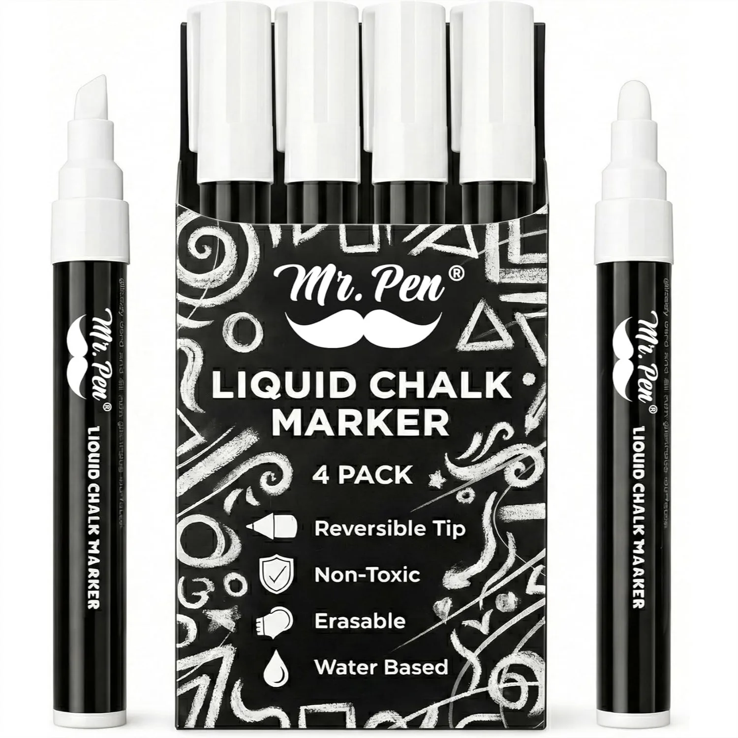 Liquid Chalk Marker Pen, 4 Pack with 8 Labels, White Non-Toxic Odorless Chalk Markers, Dual Reversible Chisel & Bullet Tip for
Liquid Chalk Marker Pen, 4 Pack with 8 Labels, White Non-Toxic Odorless Chalk Markers, Dual Reversible Chisel & Bullet Tip for
