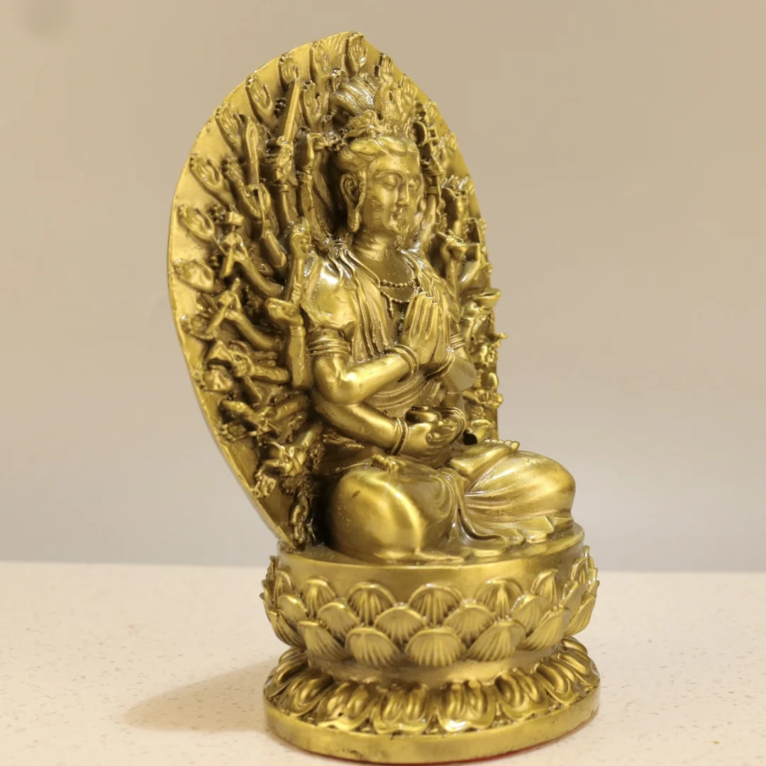 8"Tibetan Temple Collection Old Brass 1000 arm Guanyin Sitting Buddha Backlit Lotus Buddha Terrace Worship Hall Town house
8"Tibetan Temple Collection Old Brass 1000 arm Guanyin Sitting Buddha Backlit Lotus Buddha Terrace Worship Hall Town house