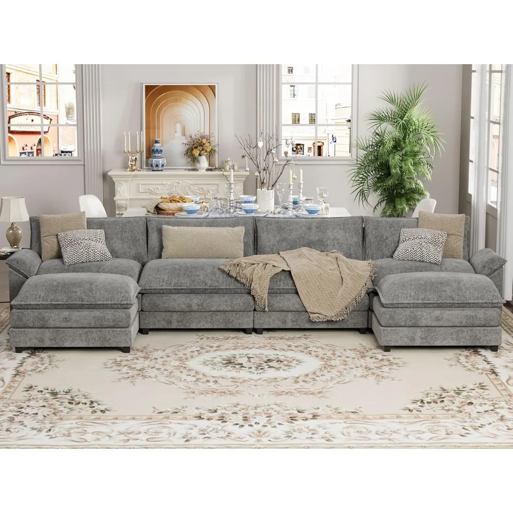 Sectional Modular Sofa U Shaped Chenille Fabric Couch with High Supportive & Soft Sponges and Removable Ottoman, Sleeper
Sectional Modular Sofa U Shaped Chenille Fabric Couch with High Supportive & Soft Sponges and Removable Ottoman, Sleeper
