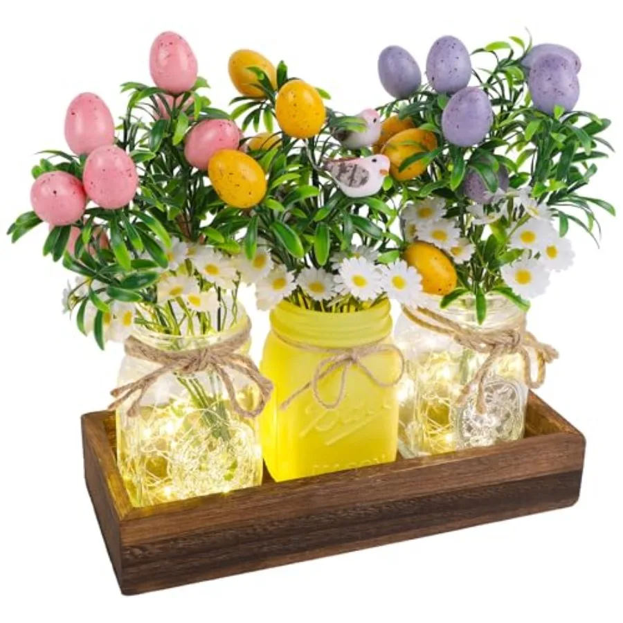 Easter Decorations for Home Table Centerpiece with Egg Picks in Glass Vases Wood Tray LED Lights with Timer Spring Decor Set of
Easter Decorations for Home Table Centerpiece with Egg Picks in Glass Vases Wood Tray LED Lights with Timer Spring Decor Set of
