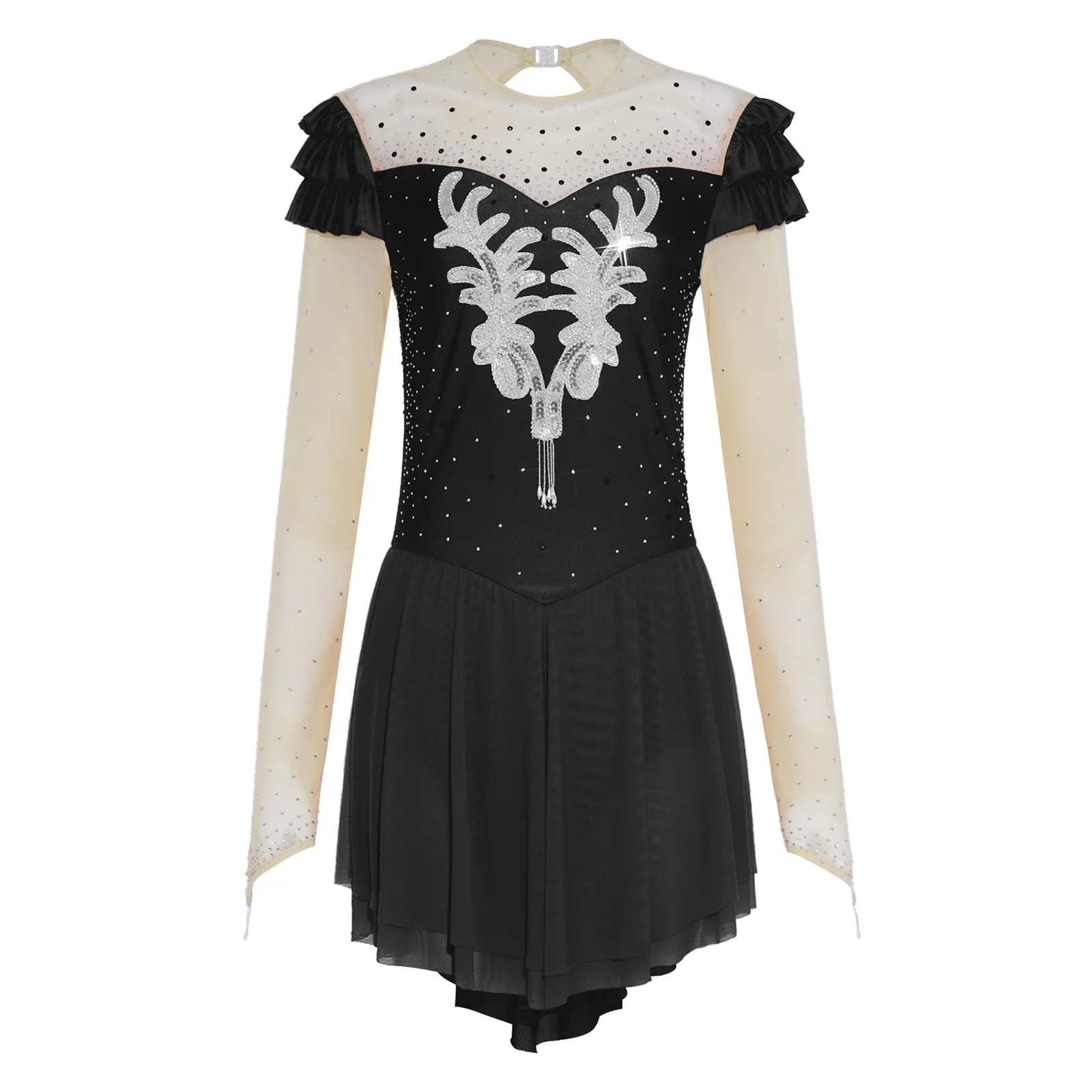 Womens Ballet Latin Lyrical Dance Leotard Dress Gymnastics Figure Skating Costume Rhinestone Mesh Ruffled Applique Leotard Dress
Womens Ballet Latin Lyrical Dance Leotard Dress Gymnastics Figure Skating Costume Rhinestone Mesh Ruffled Applique Leotard Dress