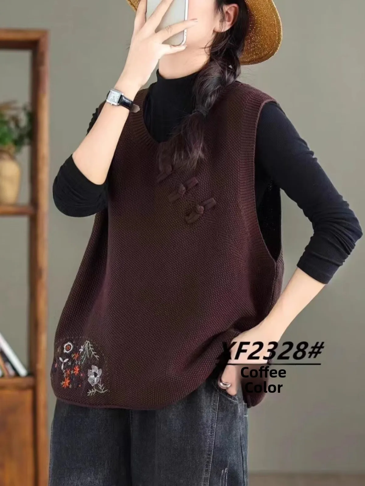 Retro Artistic Knitted Vest Women's round Neck Embroidered Sweater Korean Style Commute Fashion Summer New Arrival
Retro Artistic Knitted Vest Women's round Neck Embroidered Sweater Korean Style Commute Fashion Summer New Arrival