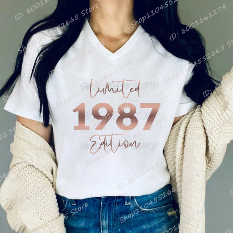 Birthday Gift Shirts Limited 1987 Edition Graphic T-shirt For Women Retro 1980-1989 Print Tees Birthday Casual V-neck Tops
Birthday Gift Shirts Limited 1987 Edition Graphic T-shirt For Women Retro 1980-1989 Print Tees Birthday Casual V-neck Tops