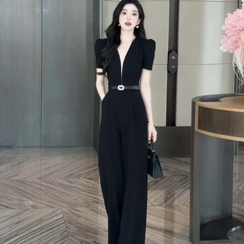 Sweet Style One-Piece Pants High Waist Wide Leg Summer New Design Sensation Belted Women's Fashionable Robe D5
Sweet Style One-Piece Pants High Waist Wide Leg Summer New Design Sensation Belted Women's Fashionable Robe D5