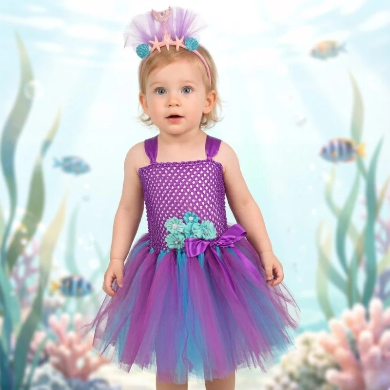 Girl Mermaid Themed Princess Dress,Fluffy Tulle Tutu Dress with Headband Set,Children Stage Performance Birthday Holiday Clothes
Girl Mermaid Themed Princess Dress,Fluffy Tulle Tutu Dress with Headband Set,Children Stage Performance Birthday Holiday Clothes