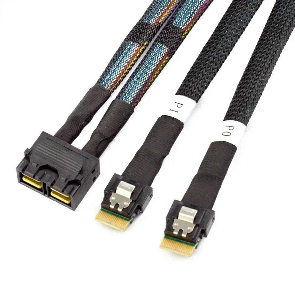 Mini SAS SFF-8643 8I to 2 Ports slim SAS SFF-8654 4I Adapter cable
Mini SAS SFF-8643 8I to 2 Ports slim SAS SFF-8654 4I Adapter cable