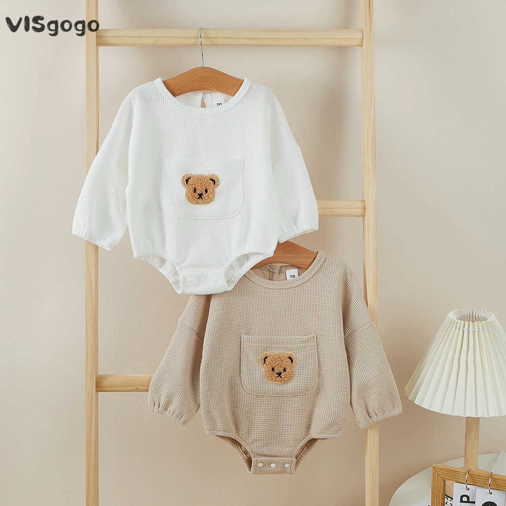 VISgogo Baby Spring Fall Romper Cute Bear Embroidery Long Sleeve Front Pocket Jumpsuit Baby Girl Boys Casual Clothes
VISgogo Baby Spring Fall Romper Cute Bear Embroidery Long Sleeve Front Pocket Jumpsuit Baby Girl Boys Casual Clothes