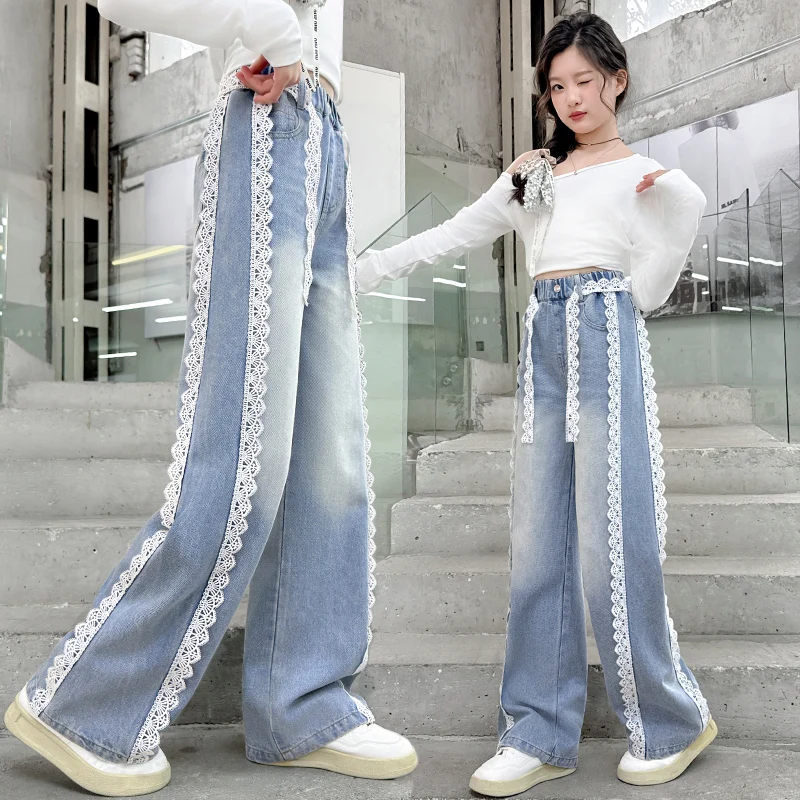 New Fashion Teens Girl Slim Fit Jeans with Lace Flower Kids Designer Casual Denim Pants For Teenager Child Age 5 6 8 10 12 14 Y
New Fashion Teens Girl Slim Fit Jeans with Lace Flower Kids Designer Casual Denim Pants For Teenager Child Age 5 6 8 10 12 14 Y