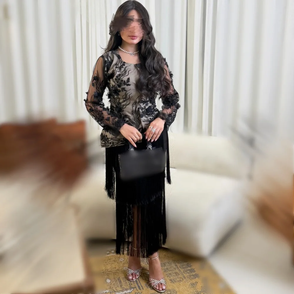 Customized Applique Long Sleeves Straight Fringe Midi Dresses Wedding Party Dress Two-piece Evening Dress For Wedding Banquet
Customized Applique Long Sleeves Straight Fringe Midi Dresses Wedding Party Dress Two-piece Evening Dress For Wedding Banquet