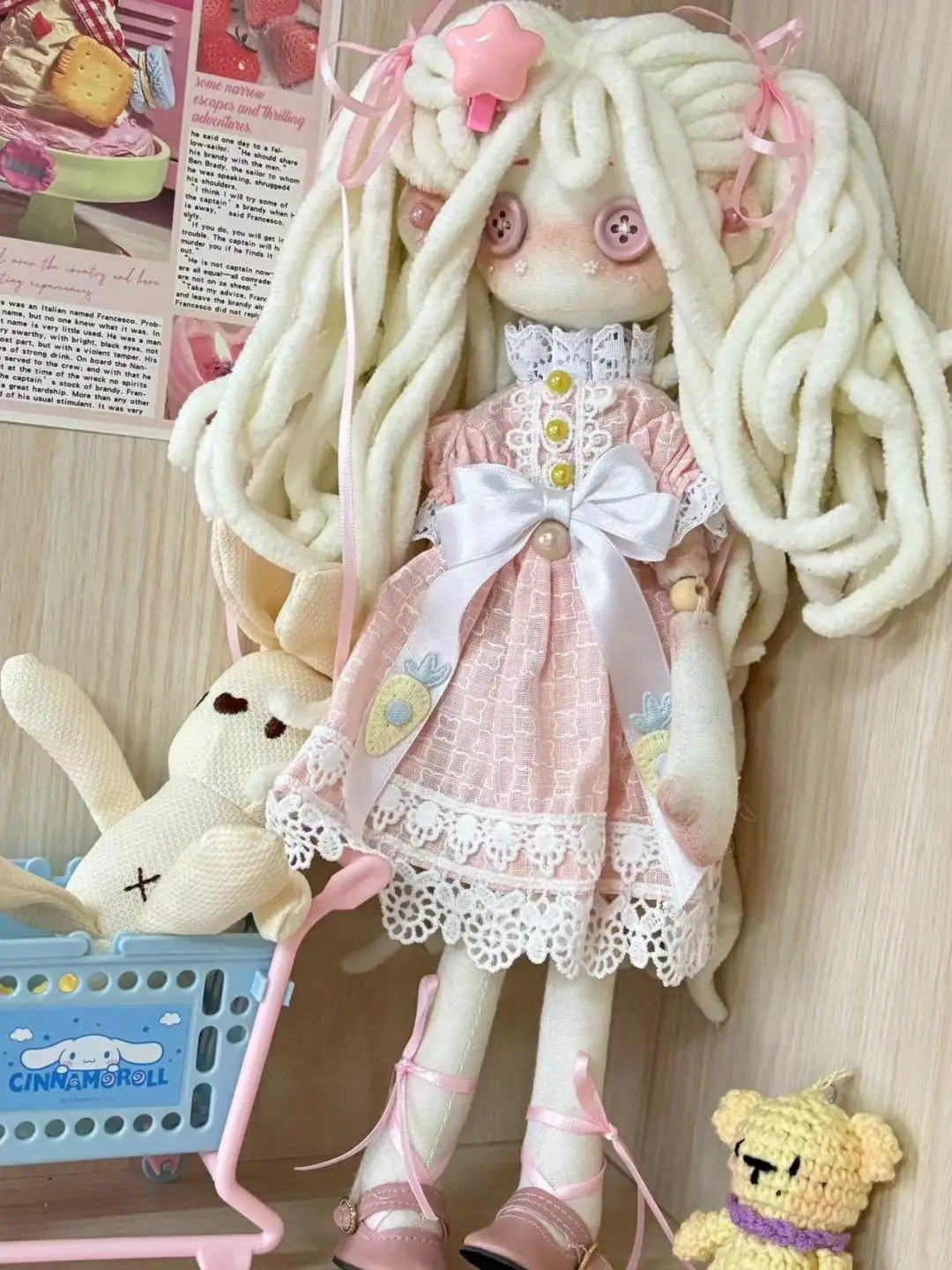 Pink cute button doll ghost mom doll cute handmade gift. Button doll with dress headdress no shoes
Pink cute button doll ghost mom doll cute handmade gift. Button doll with dress headdress no shoes