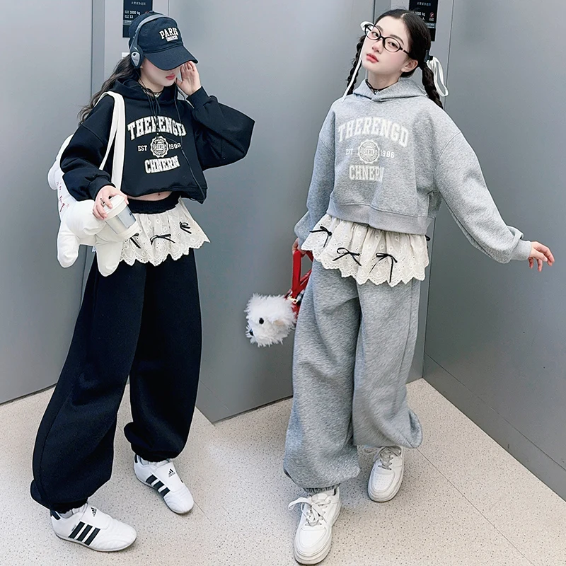 school clothes kids girl fashion sport clothing suit hooded sweater+Lace patchwork sport pants 2pcs junior suit child outfits 14
school clothes kids girl fashion sport clothing suit hooded sweater+Lace patchwork sport pants 2pcs junior suit child outfits 14