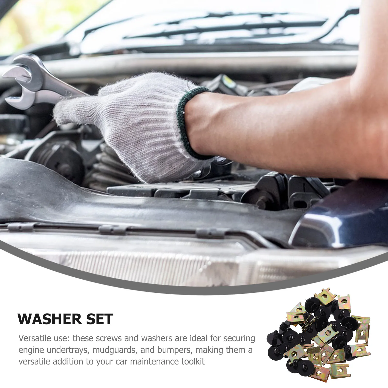 1 set Bumper Screw Set for Engine Undertray Chassis Cover Mudguard Bolt Kit Shaped Washer Durable Metal Easy
1 set Bumper Screw Set for Engine Undertray Chassis Cover Mudguard Bolt Kit Shaped Washer Durable Metal Easy