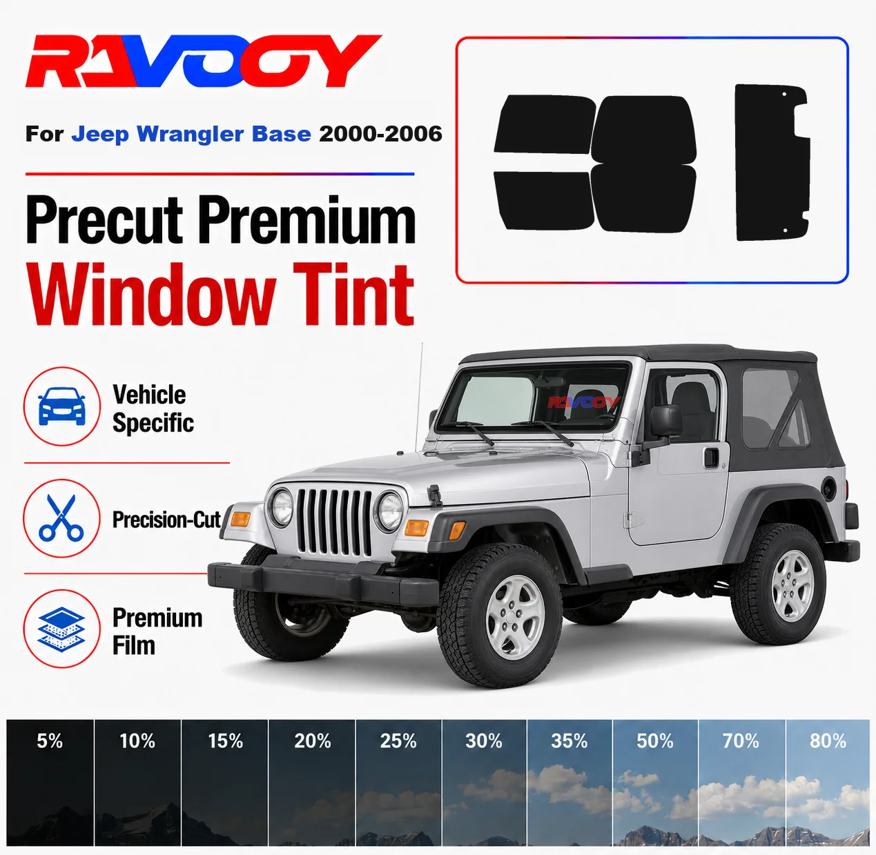 Premium Precut Window Tint Kit Front Rear Windows Rear Windshield For Jeep Wrangler Base 2000-2006 Car Solar Nano Ceramic Film
Premium Precut Window Tint Kit Front Rear Windows Rear Windshield For Jeep Wrangler Base 2000-2006 Car Solar Nano Ceramic Film