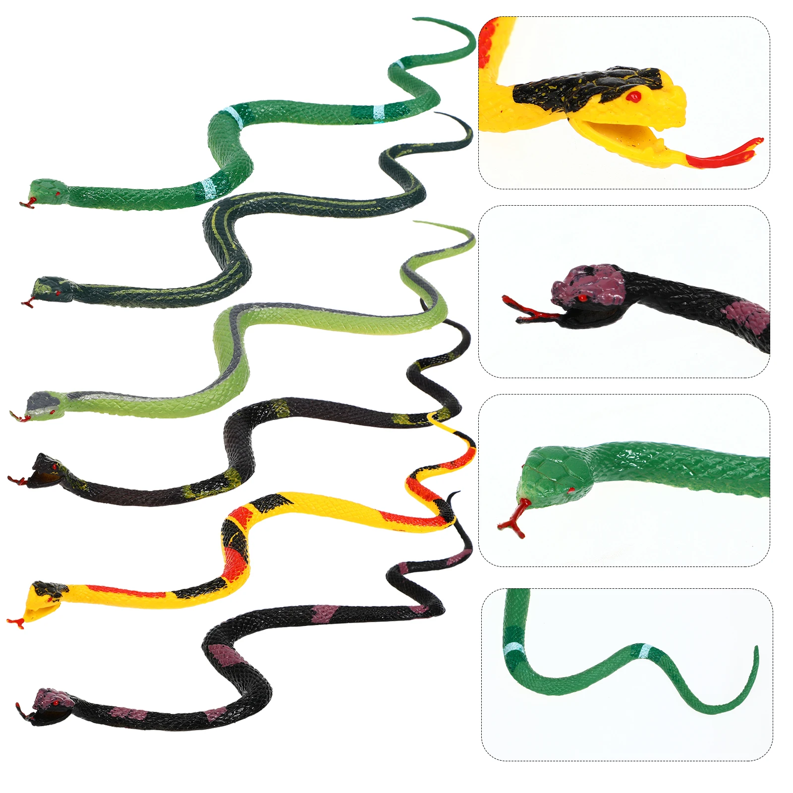 6 Pcs Fake Snakes Toys Realistic Plastic Versatile Snake Figurines Decor Jungle Halloween Prank Home Teaching Animal
6 Pcs Fake Snakes Toys Realistic Plastic Versatile Snake Figurines Decor Jungle Halloween Prank Home Teaching Animal