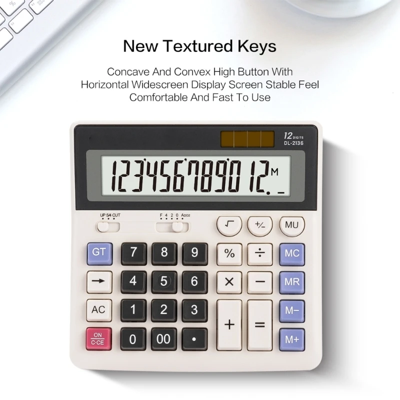 Настольный калькулятор, 12-значный ЖК-дисплей, солнечная батарея, большая кнопка, калькулятор для учета, противоскользящее дно
Настольный калькулятор, 12-значный ЖК-дисплей, солнечная батарея, большая кнопка, калькулятор для учета, противоскользящее дно