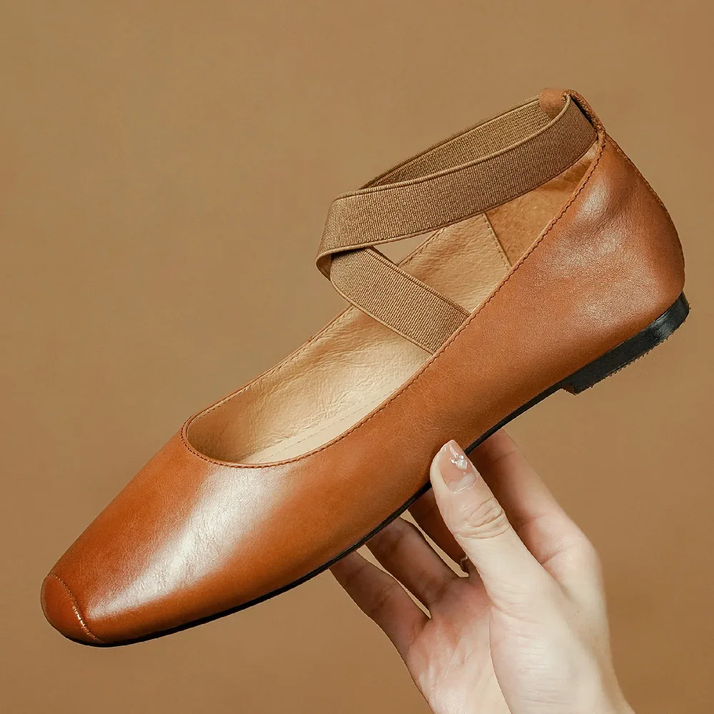 Women's genuine leather elastic band ankle strap slip-on ballet flats round toe soft comfortable casual female ballerians shoes
Women's genuine leather elastic band ankle strap slip-on ballet flats round toe soft comfortable casual female ballerians shoes