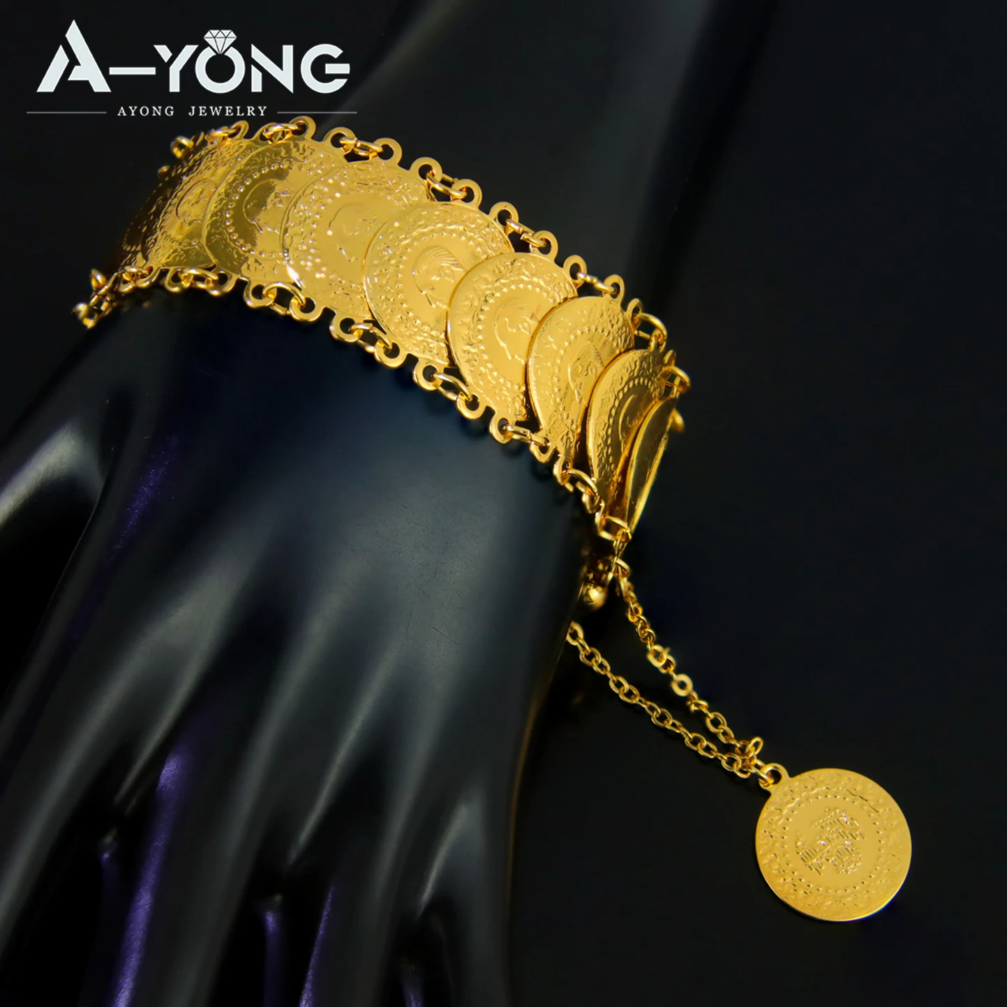 Luxury Gold Plated Ottoman Turkish Totem Chain Bracelet 21k Coins Cuff Bangles Nigeria Bridal Wedding Ethnic Women's Jewelry
Luxury Gold Plated Ottoman Turkish Totem Chain Bracelet 21k Coins Cuff Bangles Nigeria Bridal Wedding Ethnic Women's Jewelry