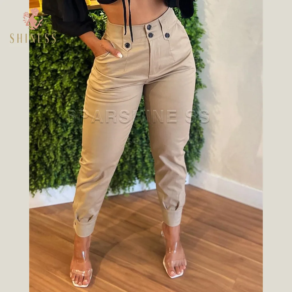 Women's Pants High Waist Fashion Temperament Commuting Trousers Ankle Length Khaki Button Pencil Pants Trendy Versatile Pants
Women's Pants High Waist Fashion Temperament Commuting Trousers Ankle Length Khaki Button Pencil Pants Trendy Versatile Pants