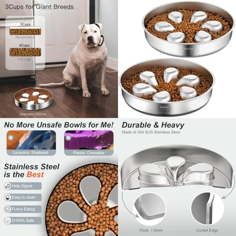 Slow Feeder Dog Bowl-3.5Cups for Large Breeds, Food Grade 304 Stainless Steel Dog Bowls with Non-Slip Base, Maze Pet Dish to Sl
Slow Feeder Dog Bowl-3.5Cups for Large Breeds, Food Grade 304 Stainless Steel Dog Bowls with Non-Slip Base, Maze Pet Dish to Sl