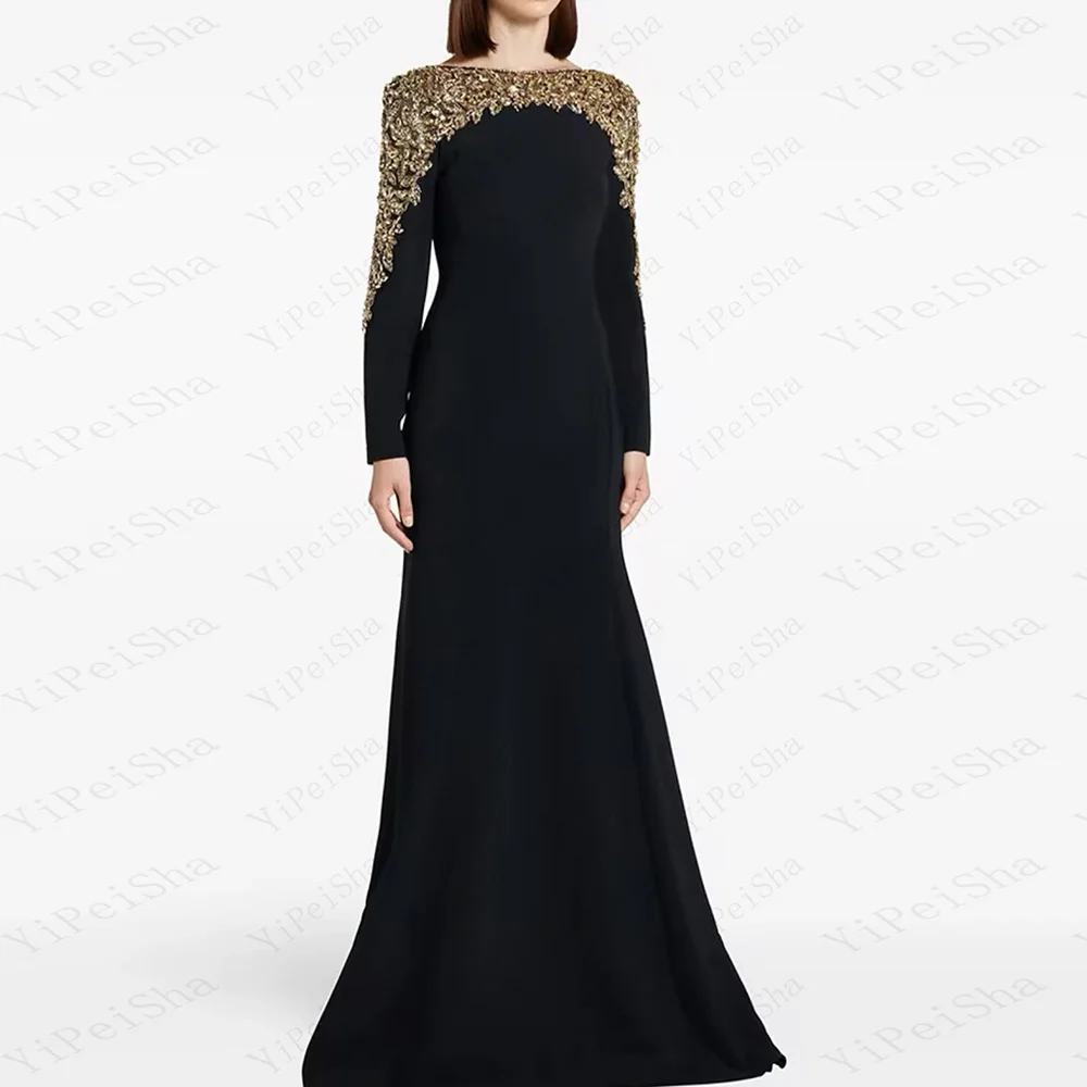 Customized A-Line Prom Dresses Floor-Length Scoop-Neck Full Sleeve Evening Gown Fashion Sequined Simple Draped Party Gown
Customized A-Line Prom Dresses Floor-Length Scoop-Neck Full Sleeve Evening Gown Fashion Sequined Simple Draped Party Gown