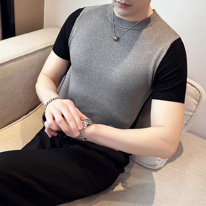 Men's Summer Short Sleeves Casual Sleeve Knitted Sweater Fashion Color Matching Slim Fit Knit Pullovers S-3XL
Men's Summer Short Sleeves Casual Sleeve Knitted Sweater Fashion Color Matching Slim Fit Knit Pullovers S-3XL