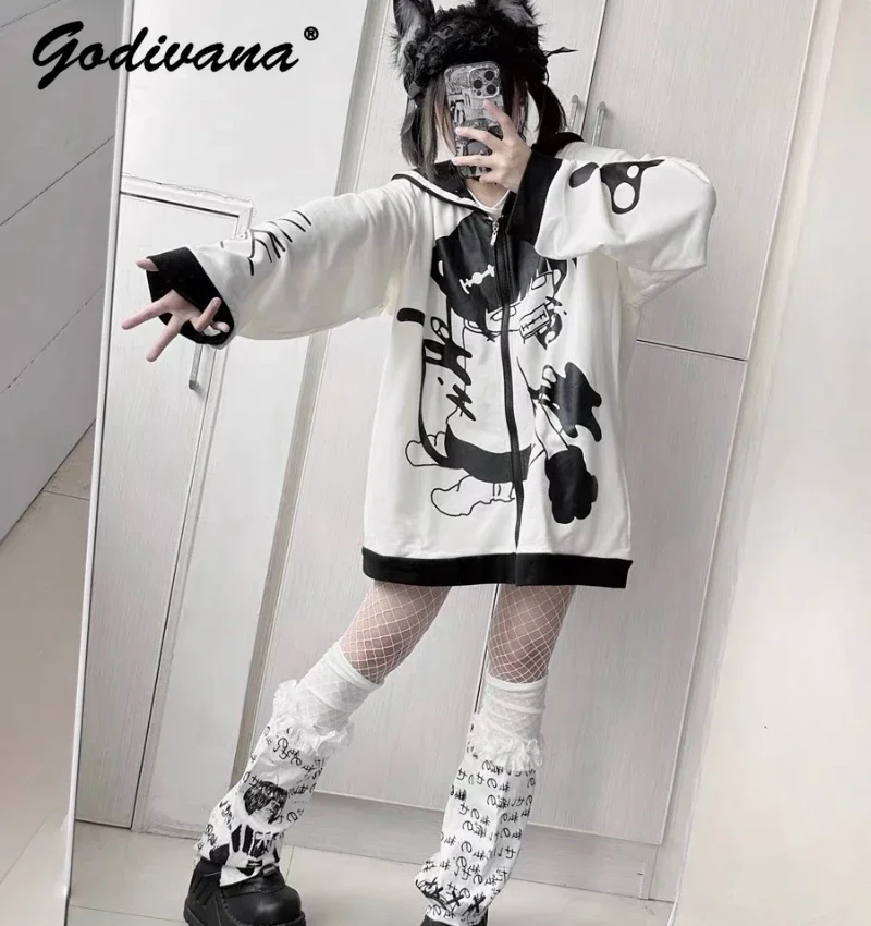 Sub-Culture Y2K Cute Printed Cat Ear Sailor Collar Sweatshirt for Women Autumn and Winter Fleece Padded Coat Fashion Jackets
Sub-Culture Y2K Cute Printed Cat Ear Sailor Collar Sweatshirt for Women Autumn and Winter Fleece Padded Coat Fashion Jackets