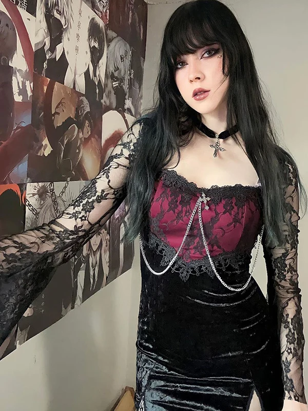 Готическое кружевное платье на Хэллоуин, сексуальное ретро-платье с длинной юбкой, женское облегающее платье с высокой талией из полиэстера, с длинными рукавами
Готическое кружевное платье на Хэллоуин, сексуальное ретро-платье с длинной юбкой, женское облегающее платье с высокой талией из полиэстера, с длинными рукавами