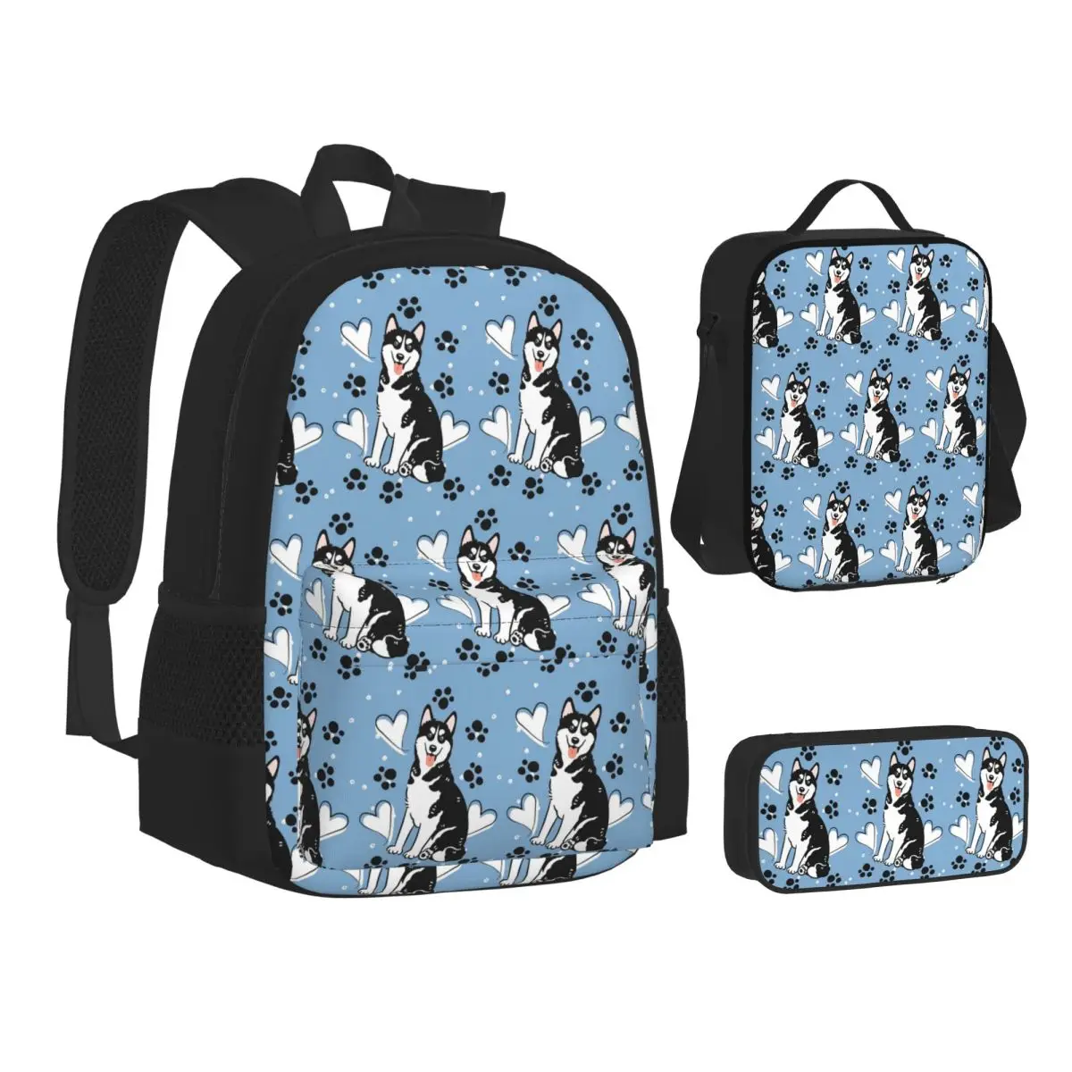 Love Black White Siberian Husky Dog Backpacks Boys Girls Bookbag School Bags Children Rucksack Lunch Bag Pen Bag Three-Piece Set
Love Black White Siberian Husky Dog Backpacks Boys Girls Bookbag School Bags Children Rucksack Lunch Bag Pen Bag Three-Piece Set