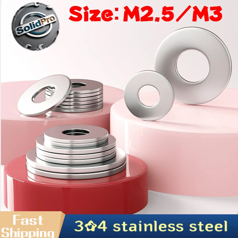 M2.5/M3 304 Stainless Steel Thick Flat Washers - Heavy Duty Spacers for Auto/Machinery/Electronics Corrosion Resistant Hardware
M2.5/M3 304 Stainless Steel Thick Flat Washers - Heavy Duty Spacers for Auto/Machinery/Electronics Corrosion Resistant Hardware