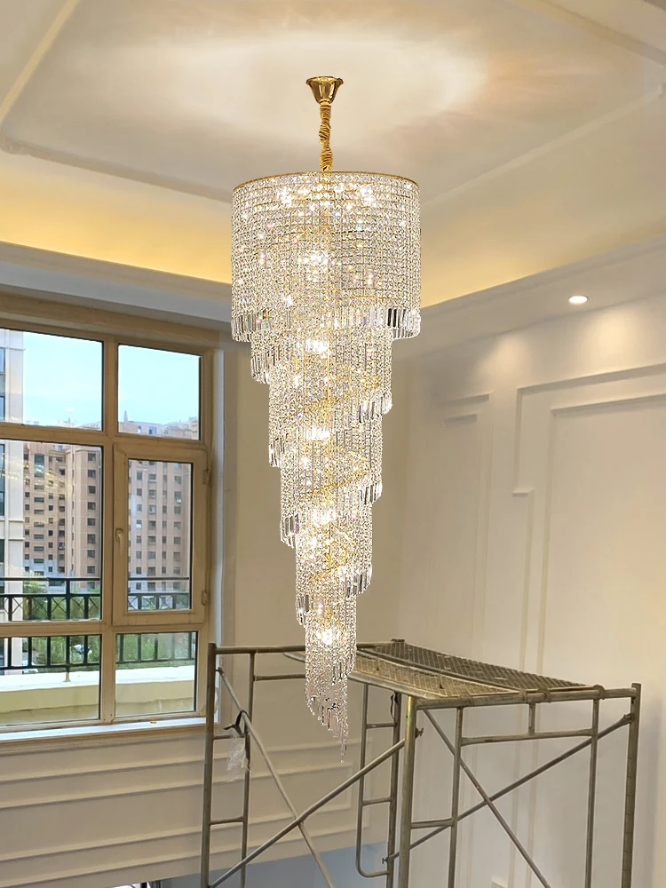 Luxury Staircase Chandelier Lighting Gold Chrome Home Decor Crystal Lights Spiral Design Corridor Hall Long Hanging Lamps
Luxury Staircase Chandelier Lighting Gold Chrome Home Decor Crystal Lights Spiral Design Corridor Hall Long Hanging Lamps