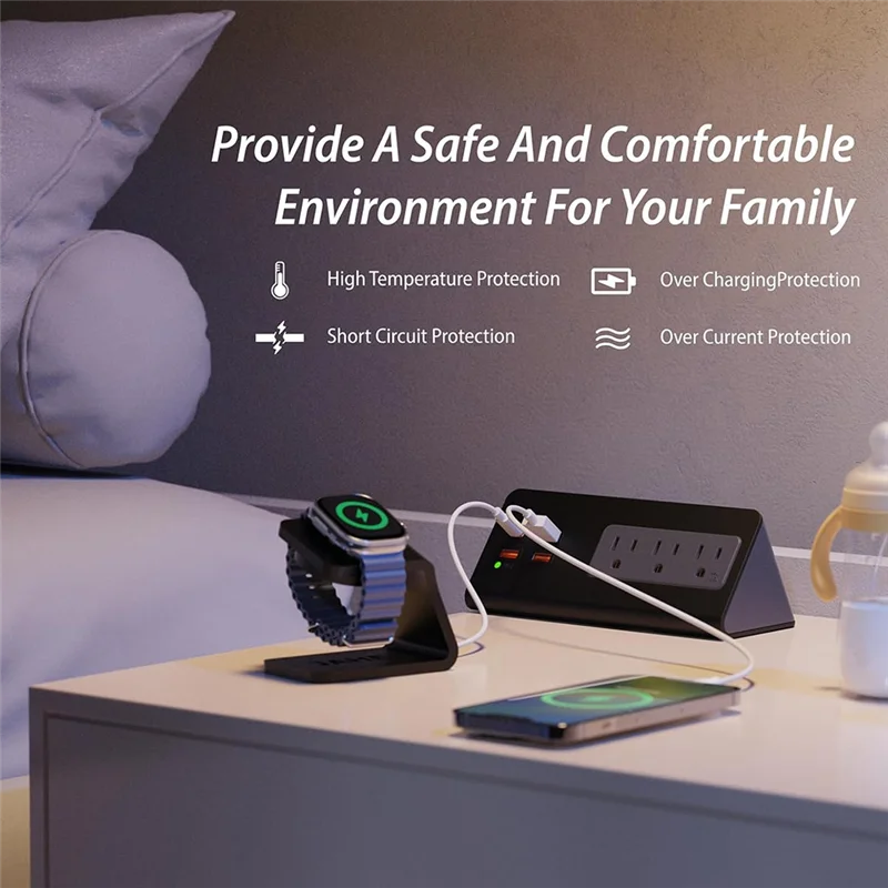 B34B-Clamp Style Power Strip With USB-C 3 AC Outlets 4 Fast Charging USB Ports For Home, Office, Hotel Power Socket
B34B-Clamp Style Power Strip With USB-C 3 AC Outlets 4 Fast Charging USB Ports For Home, Office, Hotel Power Socket