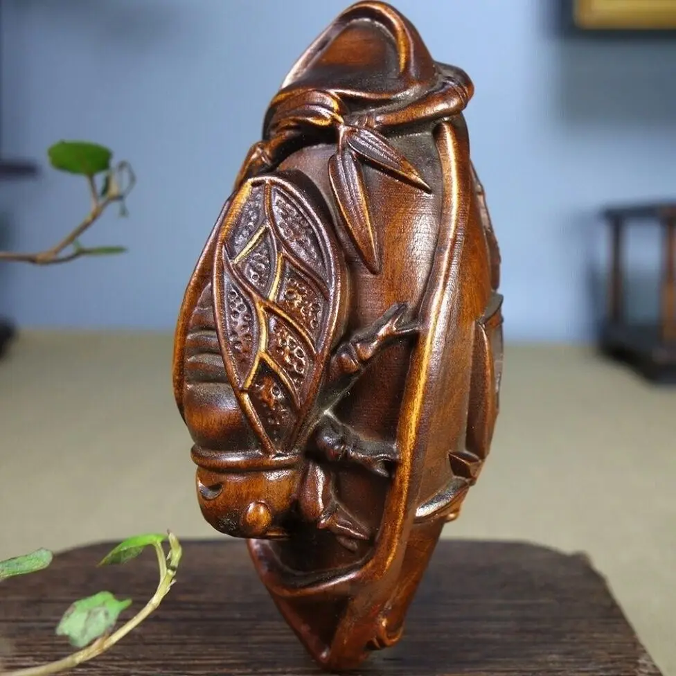 Chinese Boxwood bamboo cicada Statue Wooden Figurine Gift Home Decor hand piece
Chinese Boxwood bamboo cicada Statue Wooden Figurine Gift Home Decor hand piece