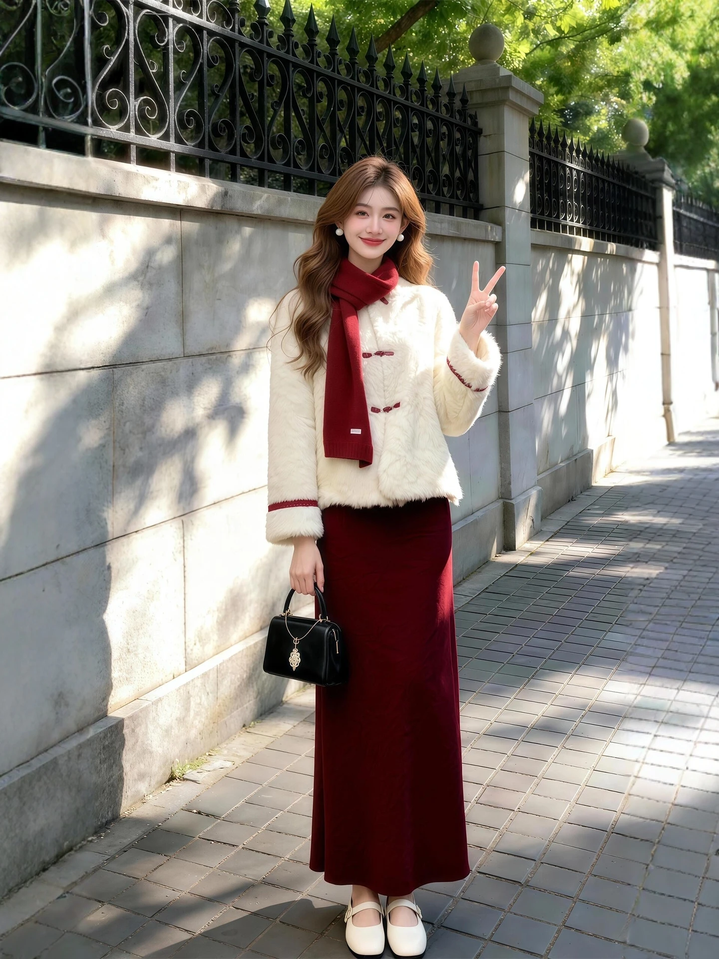 Winter Faion plus Size Women's Chinese Sle Lamb Fur Jaet And Red Skirt New Year Visiting Outfit Set Warm And Sli
Winter Faion plus Size Women's Chinese Sle Lamb Fur Jaet And Red Skirt New Year Visiting Outfit Set Warm And Sli