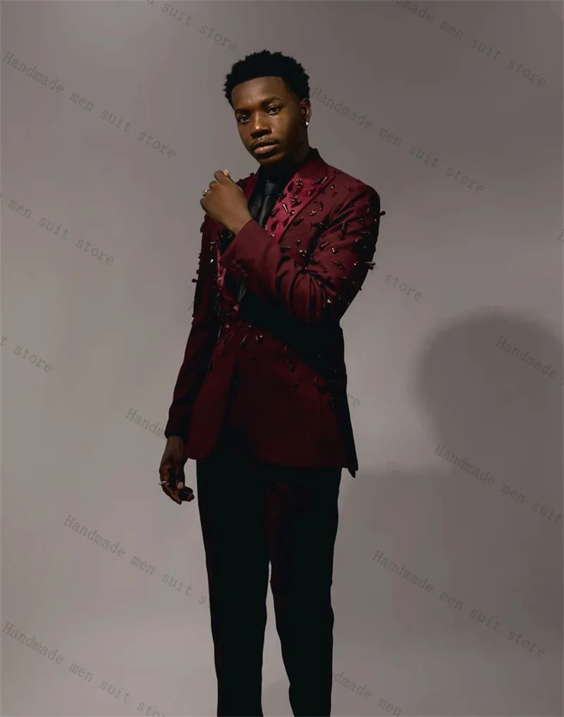 Burgundy Men Suit Set 2 Piece Blazer+Pants Beaded Wedding Tuxedos Guest Coat Cotton Customized Formal Office Business Jacket
Burgundy Men Suit Set 2 Piece Blazer+Pants Beaded Wedding Tuxedos Guest Coat Cotton Customized Formal Office Business Jacket