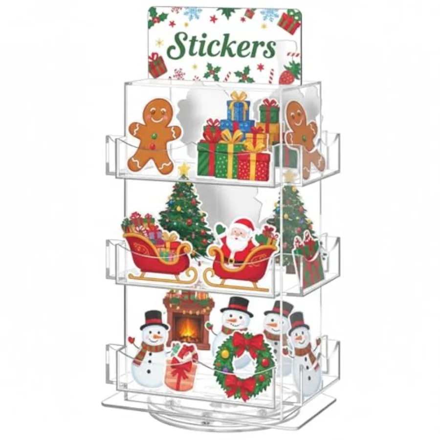 3 Tier Rotating Sticker Display Stand 4 Sided Sticker Holder 360° Rotating No Assembly Required Clear Acrylic for Christ
3 Tier Rotating Sticker Display Stand 4 Sided Sticker Holder 360° Rotating No Assembly Required Clear Acrylic for Christ