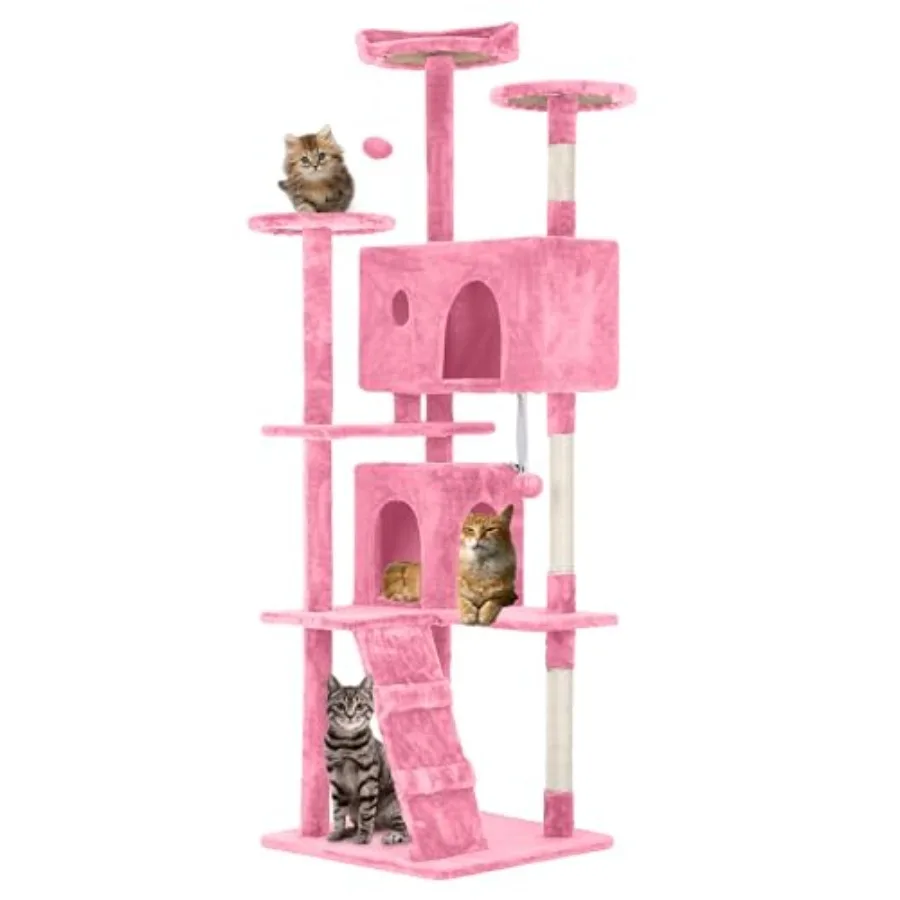 70" Cat Tree Tower Pink Multi-Level Indoor Activity Center with Sisal Scratching Posts Condos Plush Perches Hanging Cat Toys St
70" Cat Tree Tower Pink Multi-Level Indoor Activity Center with Sisal Scratching Posts Condos Plush Perches Hanging Cat Toys St